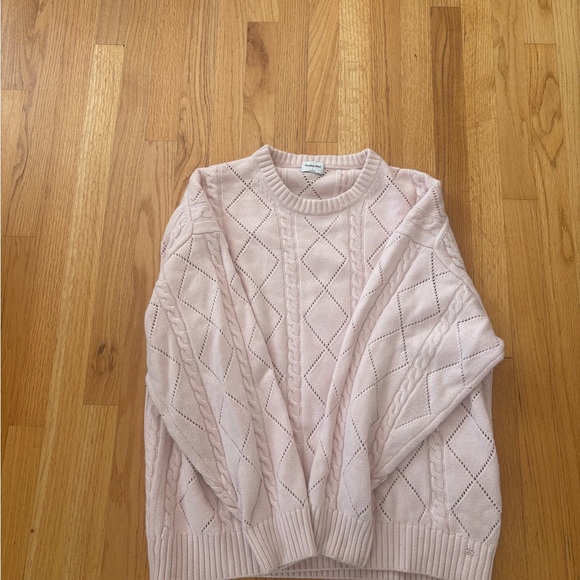 Aritzia’s Sunday Best Peggy Sweater Pink Cable Knit Merino Wool size Large - Picture 5 of 6
